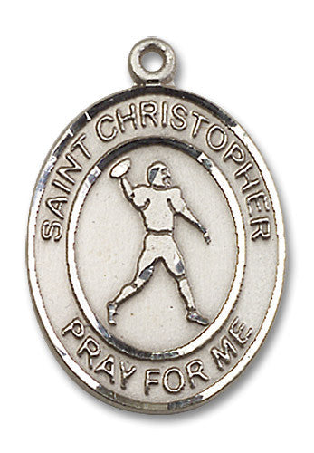 Extel Large Sterling Silver St. Christopher Football Medal Pendant Necklace Charm for Football Player