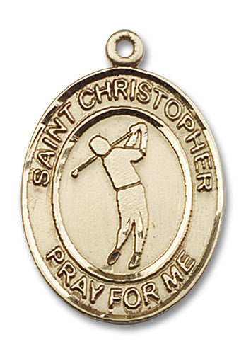 Extel Large 14kt Gold Filled St. Christopher Golf Medal Pendant Necklace Charm for Golfer