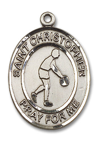 Extel Large Sterling Silver St. Christopher Basketball Medal Pendant Necklace Charm for Basketball Player