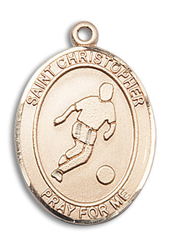 Extel Large 14kt Gold Filled St. Christopher Soccer Medal Pendant Necklace Charm for Soccer Player