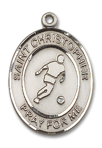 Extel Large Sterling Silver St. Christopher Soccer Medal Pendant Necklace Charm for Soccer Player