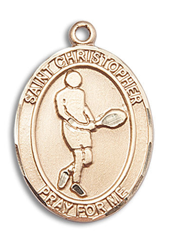 Extel Large 14kt Gold Filled St. Christopher Tennis Medal Pendant Necklace Charm for Tennis Player