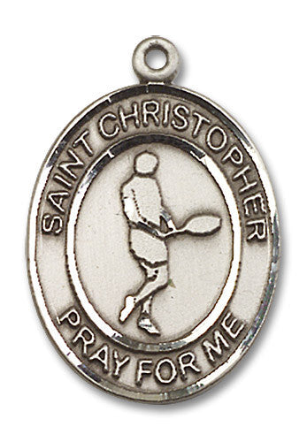 Extel Large Sterling Silver St. Christopher Tennis Medal Pendant Necklace Charm for Tennis Player