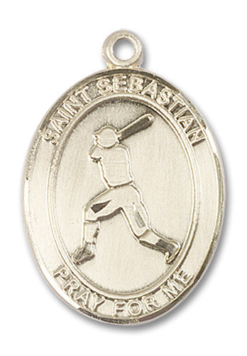 Extel Large 14kt Gold Filled St. Sebastian Baseball Medal Pendant Necklace Charm for Baseball Player