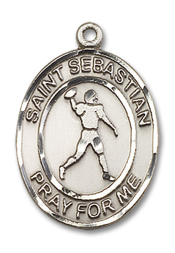 Extel Large Sterling Silver St. Sebastian Football Medal Pendant Necklace Charm for Football Player