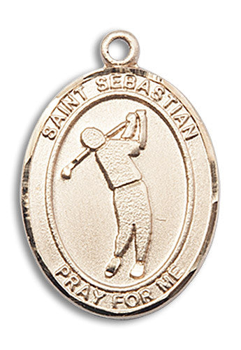 Extel Large 14kt Gold Filled St. Sebastian Golf Medal Pendant Necklace Charm for Golfer