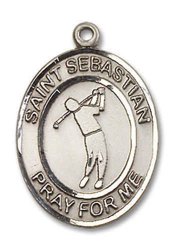 Extel Large Sterling Silver St. Sebastian Golf Medal Pendant Necklace Charm for Golfer