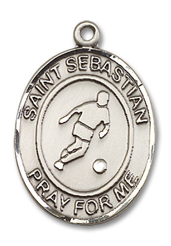 Extel Large Sterling Silver St. Sebastian Soccer Medal Pendant Necklace Charm for Soccer Player