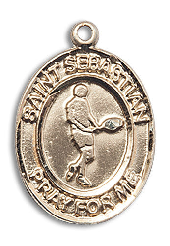 Extel Large 14kt Gold Filled St. Sebastian Tennis Medal Pendant Necklace Charm for Tennis Player