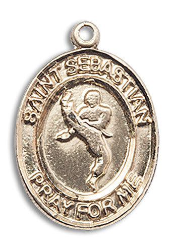 Extel Large 14kt Gold Filled St. Sebastian Martial Arts Medal Pendant Necklace Charm for Martial Arts Karate