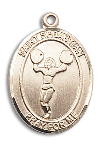 Extel Large 14kt Gold Filled St. Sebastian Cheerleading Medal Pendant Necklace Charm for Cheerleader