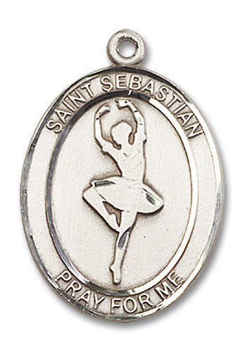 Extel Large Sterling Silver St. Sebastian Dance Medal Pendant Necklace Charm for Dancer