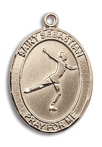 Extel Large 14kt Gold Filled St. Sebastian Figure Skating Medal Pendant Necklace Charm for Figure Skater