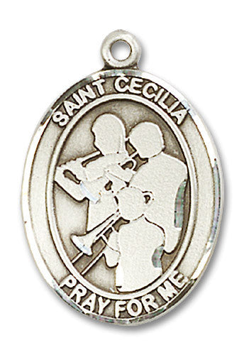 Extel Large Sterling Silver St. Cecilia Marching Band Medal Pendant Necklace Charm for Marching Band Member