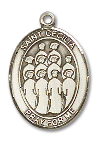 Extel Large Sterling Silver St. Cecilia Choir Medal Pendant Necklace Charm for Singer Musician