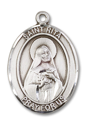 Extel Large Sterling Silver St. Rita Baseball Medal Pendant Necklace Charm for Baseball Player