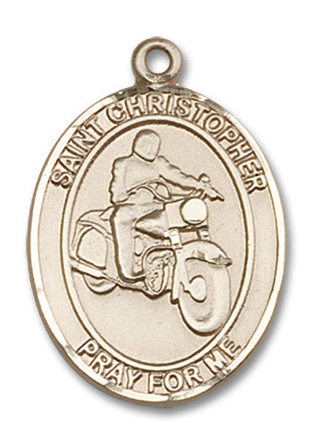 Extel Large 14kt Gold Filled St. Christopher Motorcycle Medal Pendant Necklace Charm for Motorcycle Rider