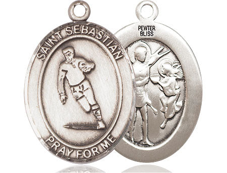 Extel Large Pewter St. Sebastian Rugby Medal Pendant Necklace Charm for Rugby Player