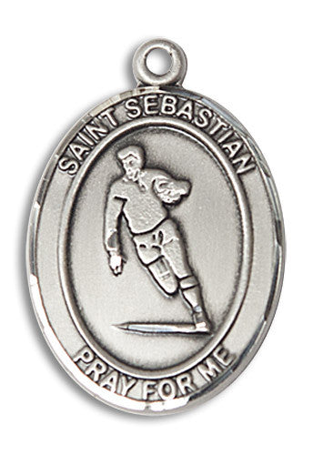 Extel Large Sterling Silver St. Sebastian Rugby Medal Pendant Necklace Charm for Rugby Player