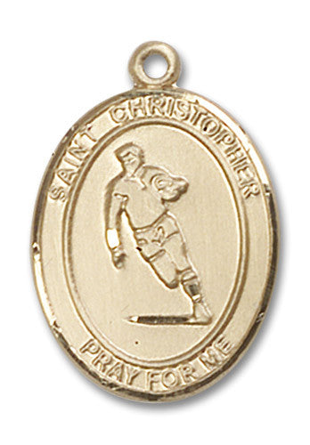 Extel Large 14kt Gold Filled St. Christopher Rugby Medal Pendant Necklace Charm for Rugby Player