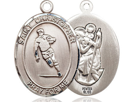 Extel Large Pewter St. Christopher Rugby Medal Pendant Necklace Charm for Rugby Player