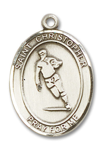 Extel Large Sterling Silver St. Christopher Rugby Medal Pendant Necklace Charm for Rugby Player