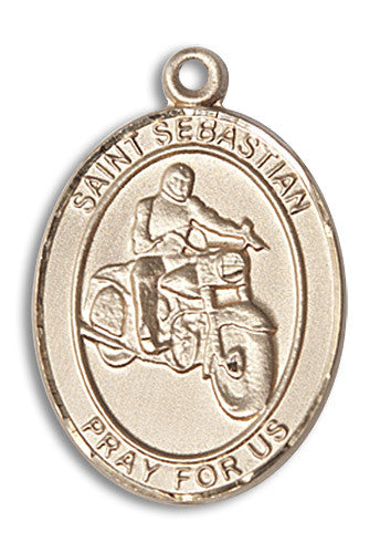 Extel Large 14kt Gold Filled St. Sebastian Motorcycle Medal Pendant Necklace Charm for Motorcycle Rider