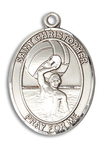 Extel Large Sterling Silver St. Christopher Water Polo-Men Medal Pendant Necklace Charm for Mens Water Polo Player