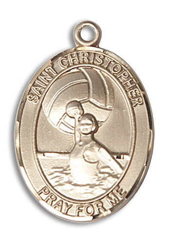 Extel Large 14kt Gold Filled St. Christopher Water Polo-Women Medal Pendant Necklace Charm for Womens Water Polo Player