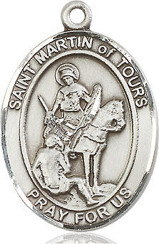 Extel Large Oval Pewter St. Martin of Tours Medal, Made in USA