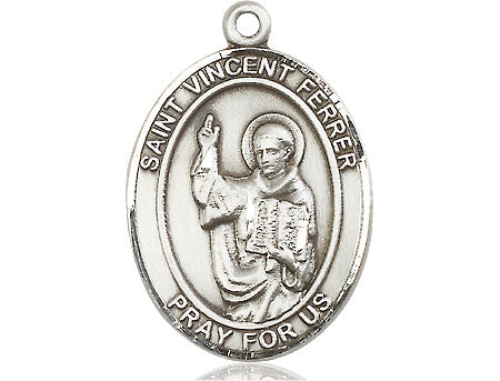 Extel Large Oval Pewter St. Vincent Ferrer Medal, Made in USA