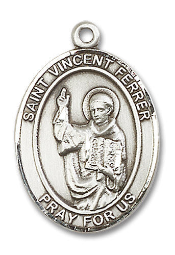 Extel Large Oval Sterling Silver St. Vincent Ferrer Medal, Made in USA