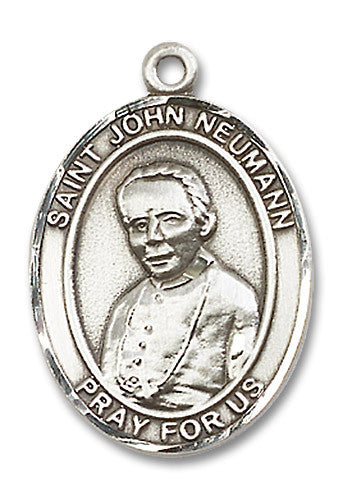 Extel Large Oval Sterling Silver St. John Neumann Medal, Made in USA