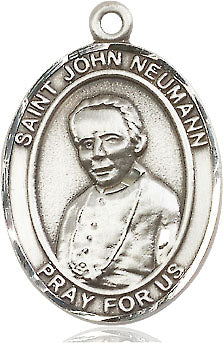 Extel Large Oval Sterling Silver St. John Neumann Medal, Made in USA