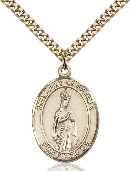 Extel Large Oval 14kt Gold Filled Our Lady of Fatima Pendant with 24" chain