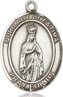 Extel Large Oval Pewter Our Lady of Fatima Pendant with 24" chain