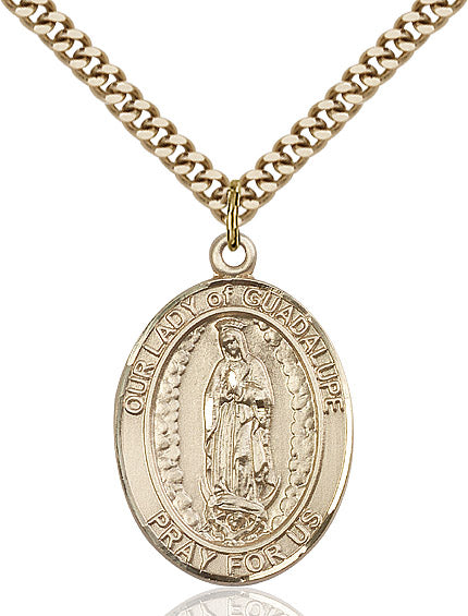 Extel Large Oval 14kt Gold Filled Our Lady of Guadalupe Pendant with 24" chain