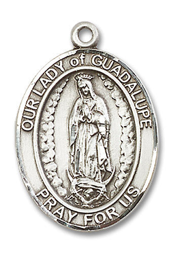 Extel Large Oval Sterling Silver Our Lady of Guadalupe Medal