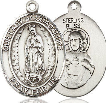 Extel Large Oval Sterling Silver Our Lady of Guadalupe Pendant with 24" chain