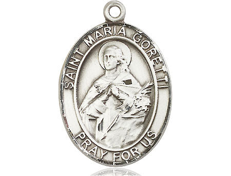 Extel Large Oval Pewter St. Maria Goretti Medal, Made in USA