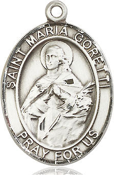 Extel Large Oval Pewter St. Maria Goretti Medal, Made in USA