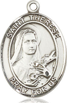 Extel Large Oval Pewter St. Therese of Lisieux Medal, Made in USA