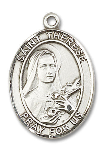 Extel Large Oval Sterling Silver St. Therese of Lisieux Medal, Made in USA