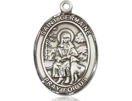 Extel Large Oval Pewter St. Germaine Cousin Medal, Made in USA