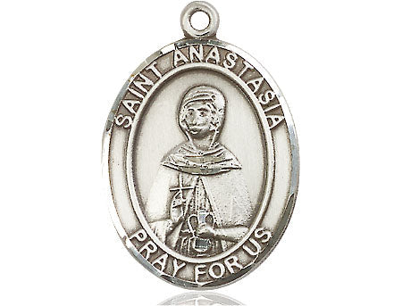 Extel Large Oval Pewter St. Anastasia Medal, Made in USA