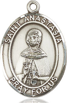 Extel Large Oval Pewter St. Anastasia Medal, Made in USA