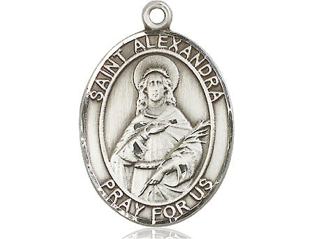 Extel Large Oval Pewter St. Alexandra Medal, Made in USA