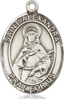 Extel Large Oval Pewter St. Alexandra Medal, Made in USA