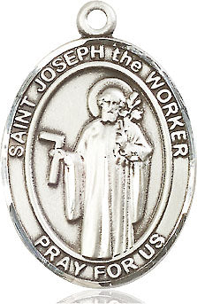 Extel Large Oval Pewter St. Joseph the Worker Medal, Made in USA