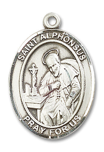 Extel Large Oval Sterling Silver St. Alphonsus Medal, Made in USA